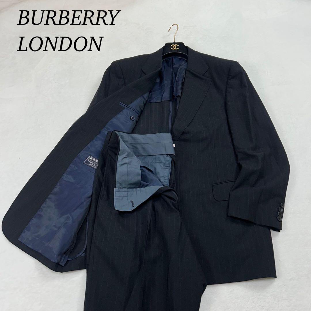I277 美品 XL バーバリーロンドン スーツ上下 ネイビー メンズ