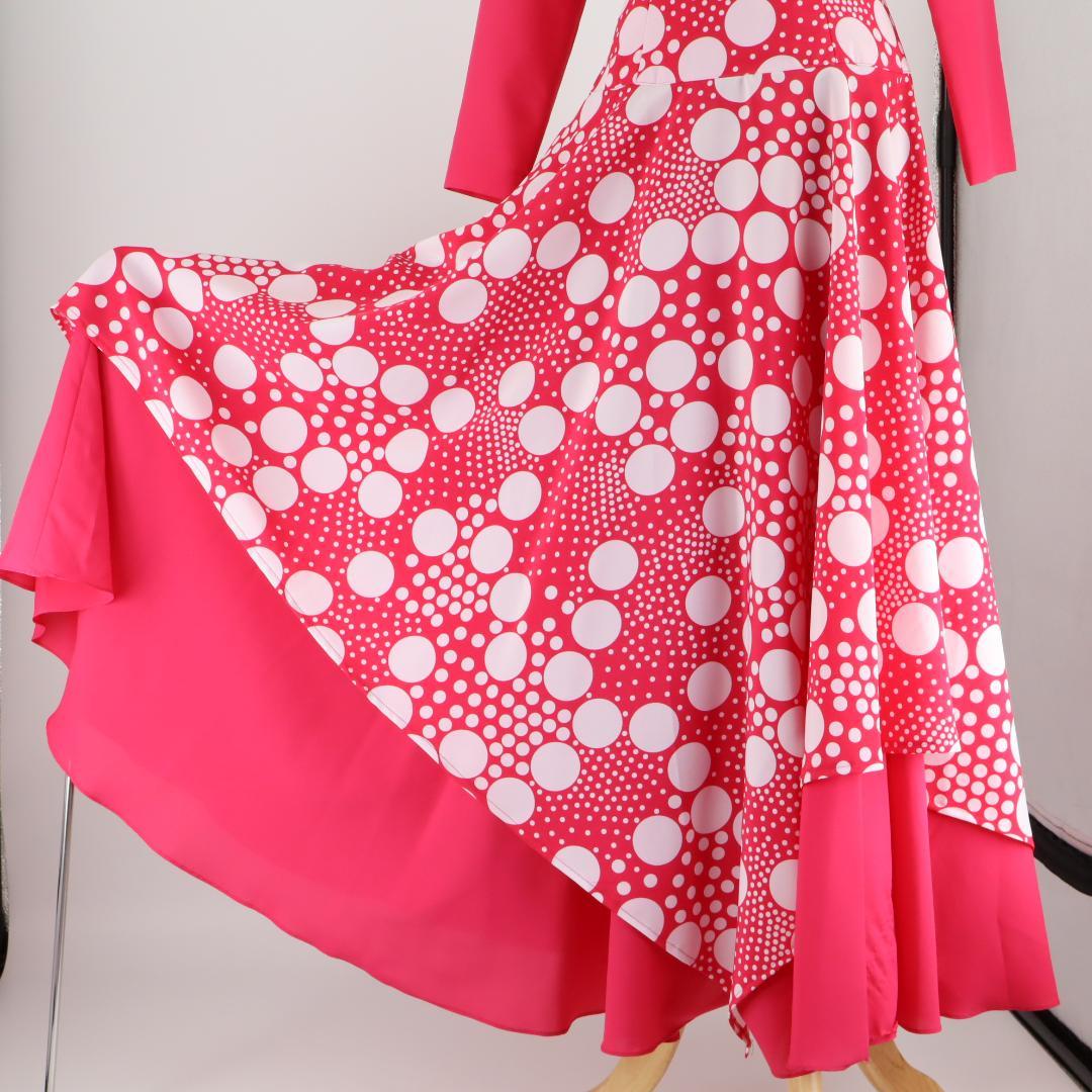 【美品 フラメンコ衣装】鮮やかピンク×水玉 アトリエ貴美恵 ドレス ボレロ