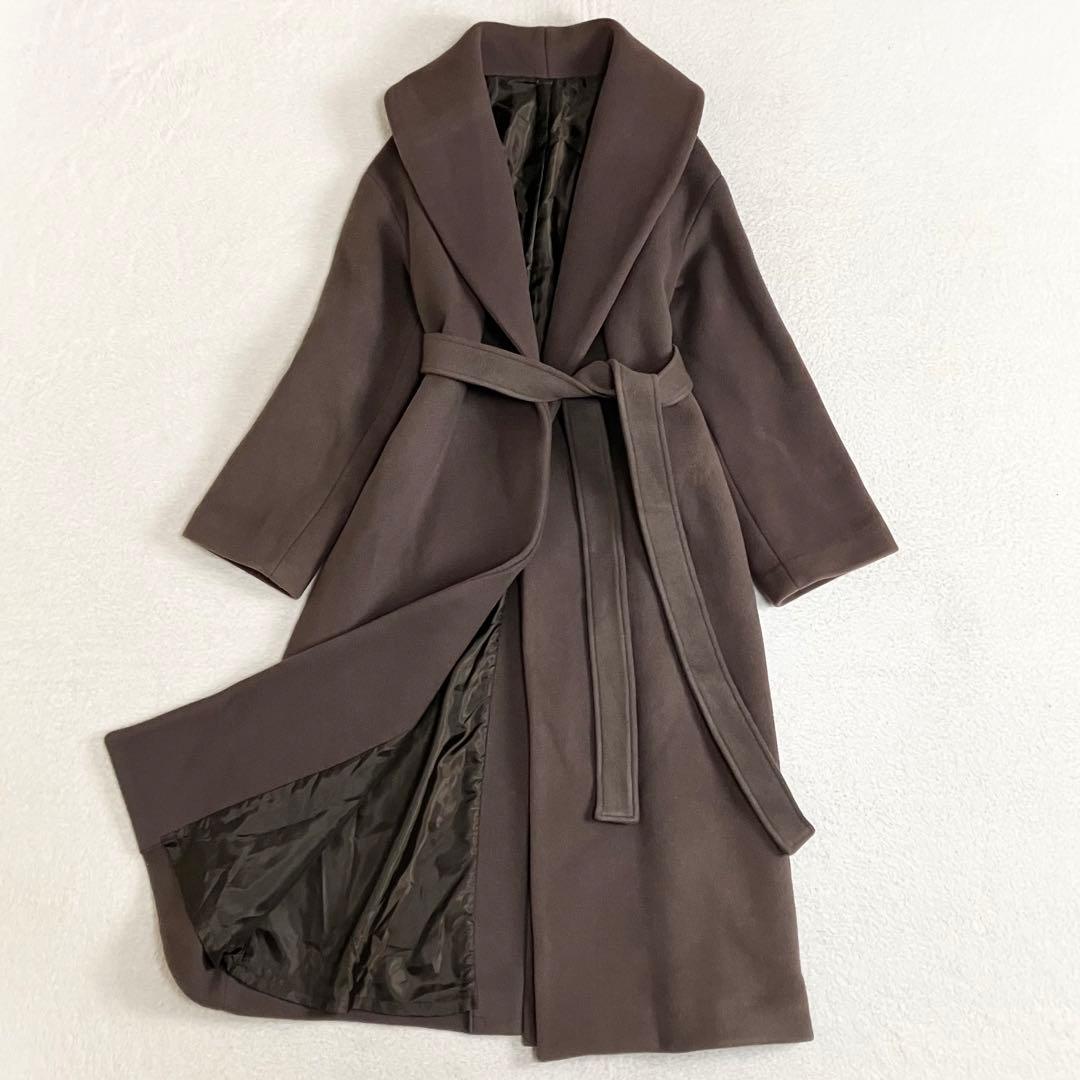 CACHEC カシェック　ショールカラーガウンコート　ブラウン　中村麻美　日本製