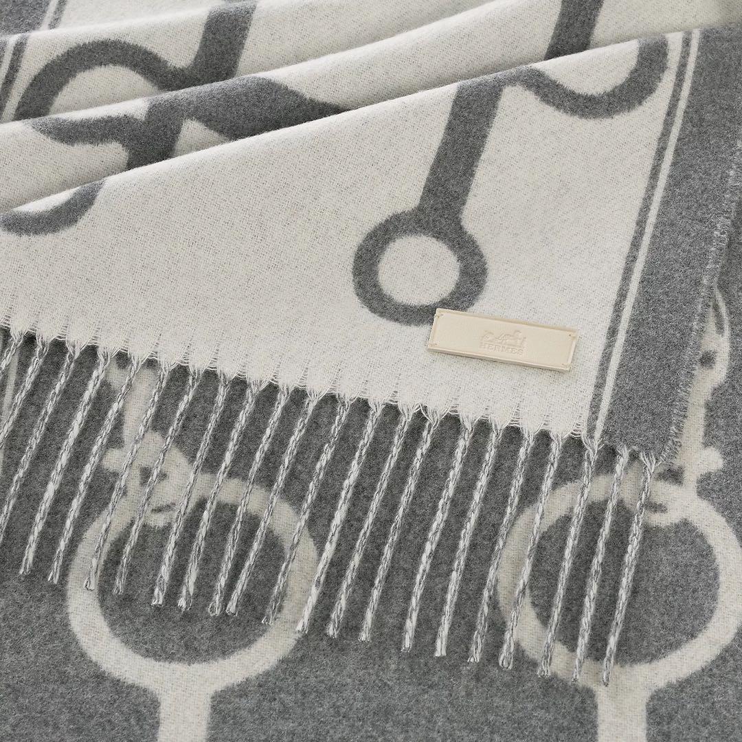 新品未使用　エルメス　カシミヤマフラー モール　グレー