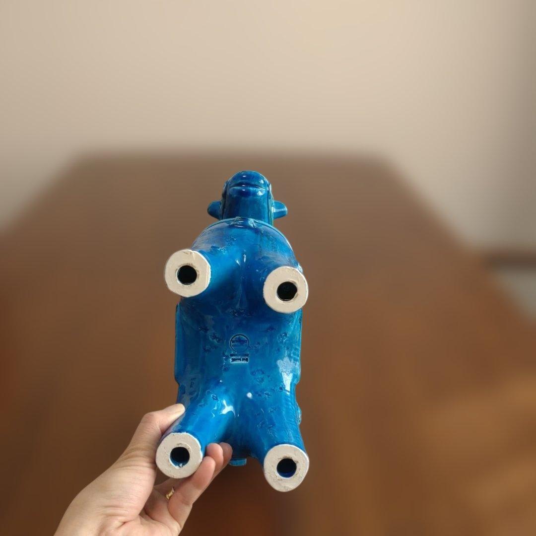 ビトッシ 青い馬の陶器製置物 干支