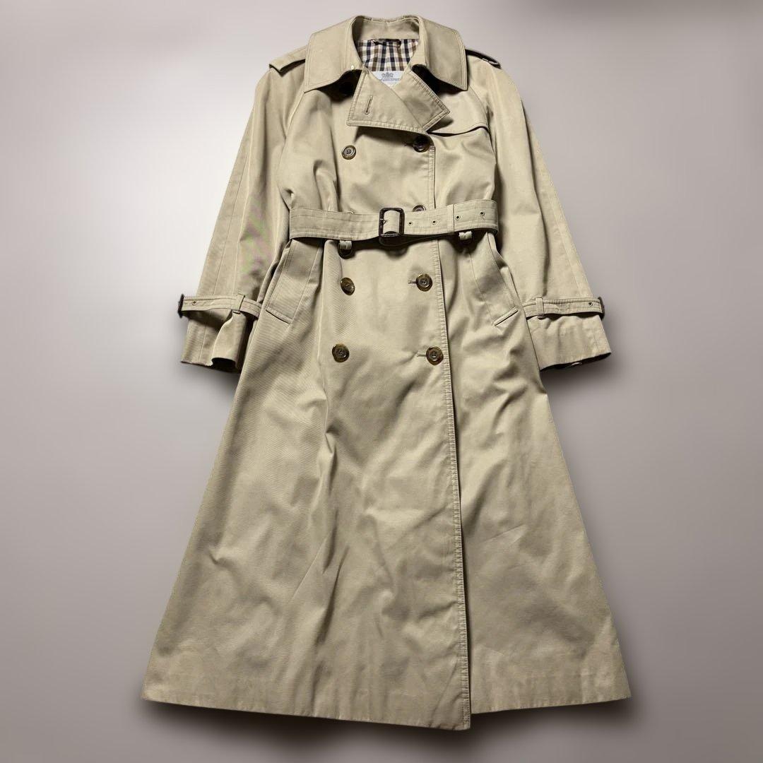 アクアスキュータム ロングトレンチコート チェック柄