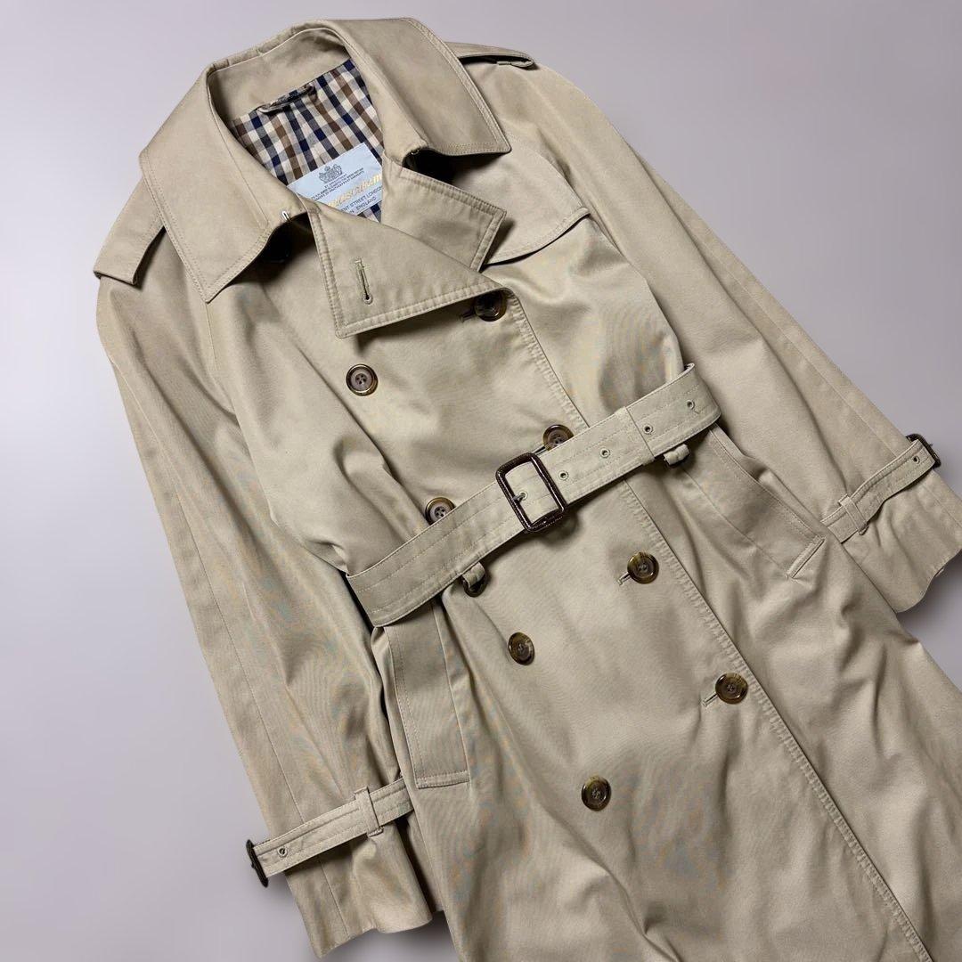 アクアスキュータム ロングトレンチコート チェック柄