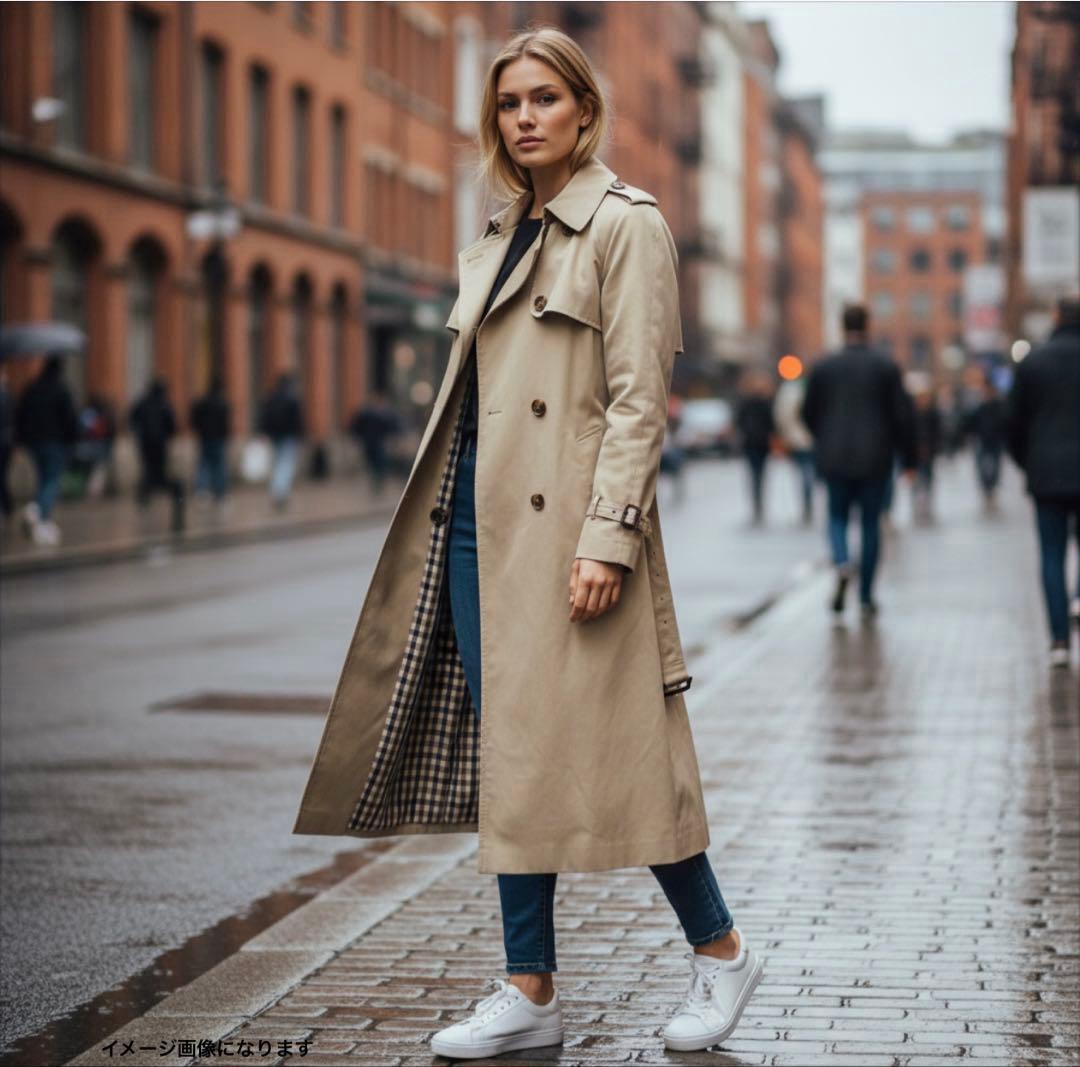 アクアスキュータム ロングトレンチコート チェック柄