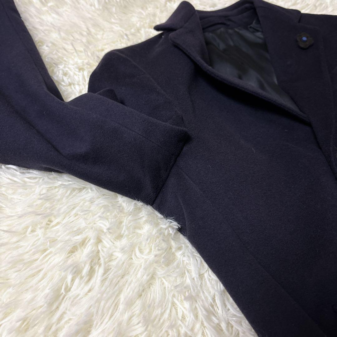 ラルディーニ カシミヤ ブートニエール付 チェスターコート ダークネイビー 44