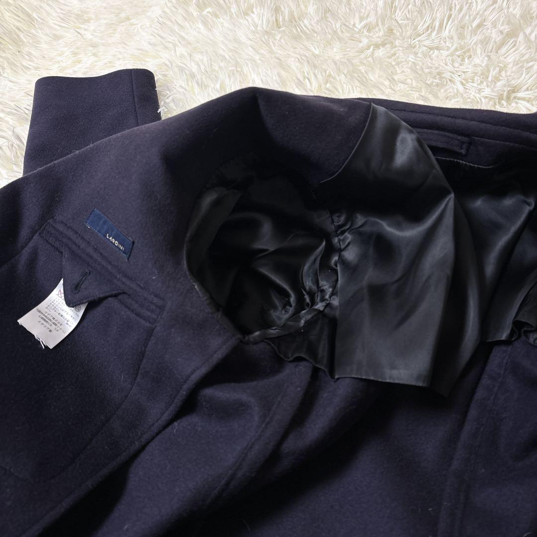 ラルディーニ カシミヤ ブートニエール付 チェスターコート ダークネイビー 44