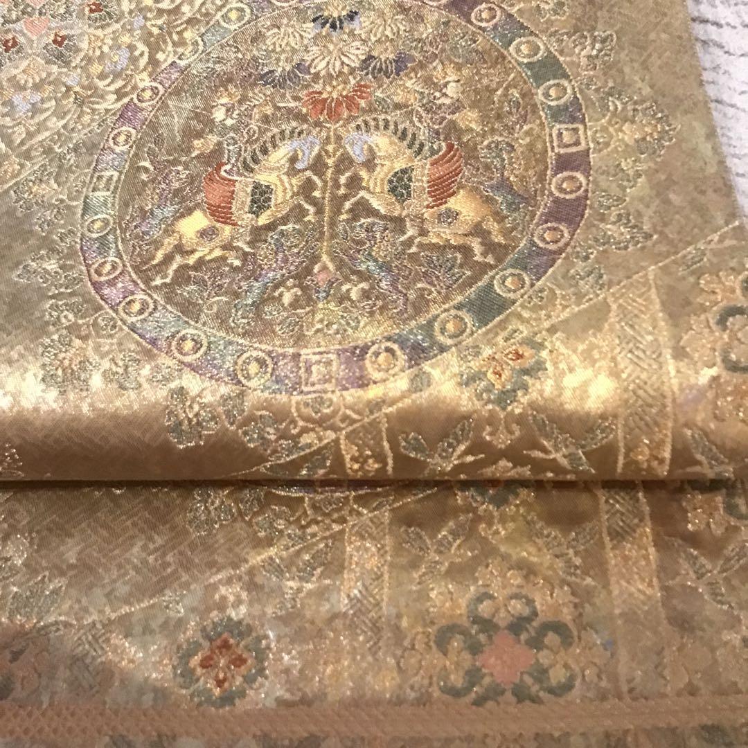 袋帯　結婚式　成人式　豪華金　正絹　訪問着　振袖　お正月　着物　鳳凰　ペガサス