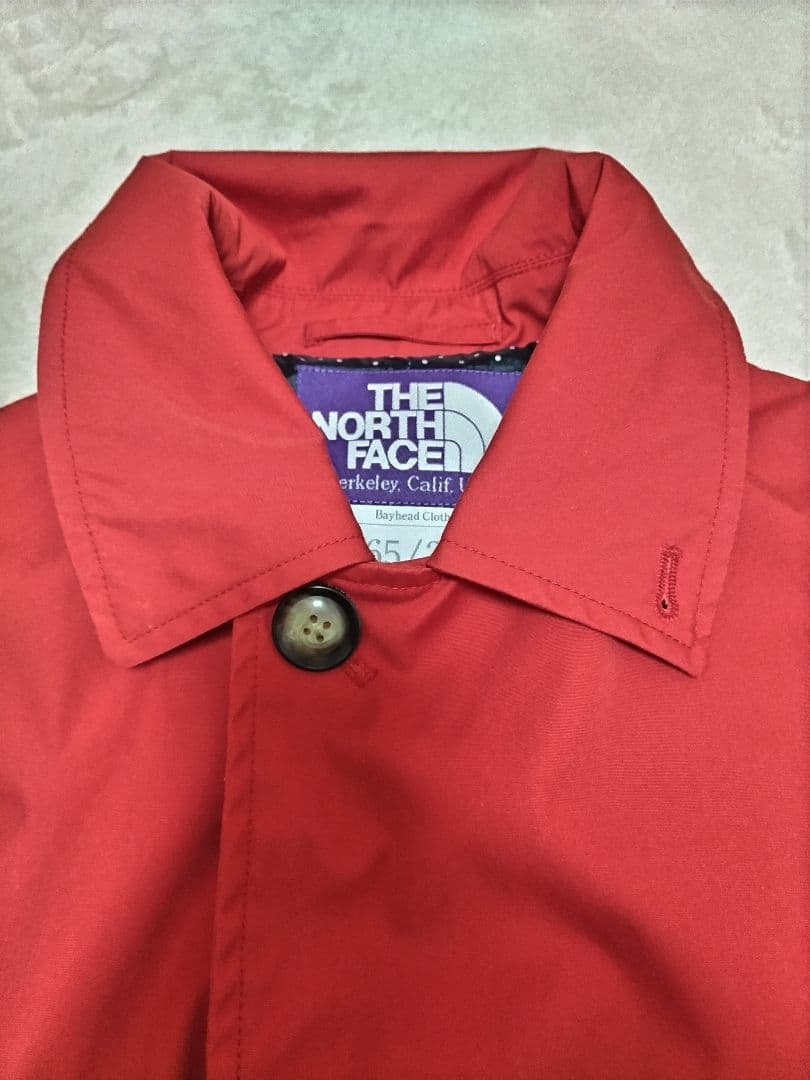 美品　ノースフェイス　パープルレーベル　ステンカラーコート　赤　ドット柄