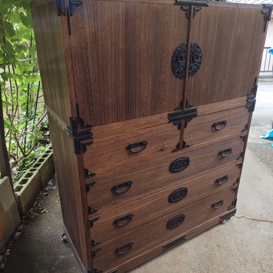 昭和レトロ　総桐箪笥 飾り金具　着物箪笥&和箪笥 　2段重ねセット　送料込