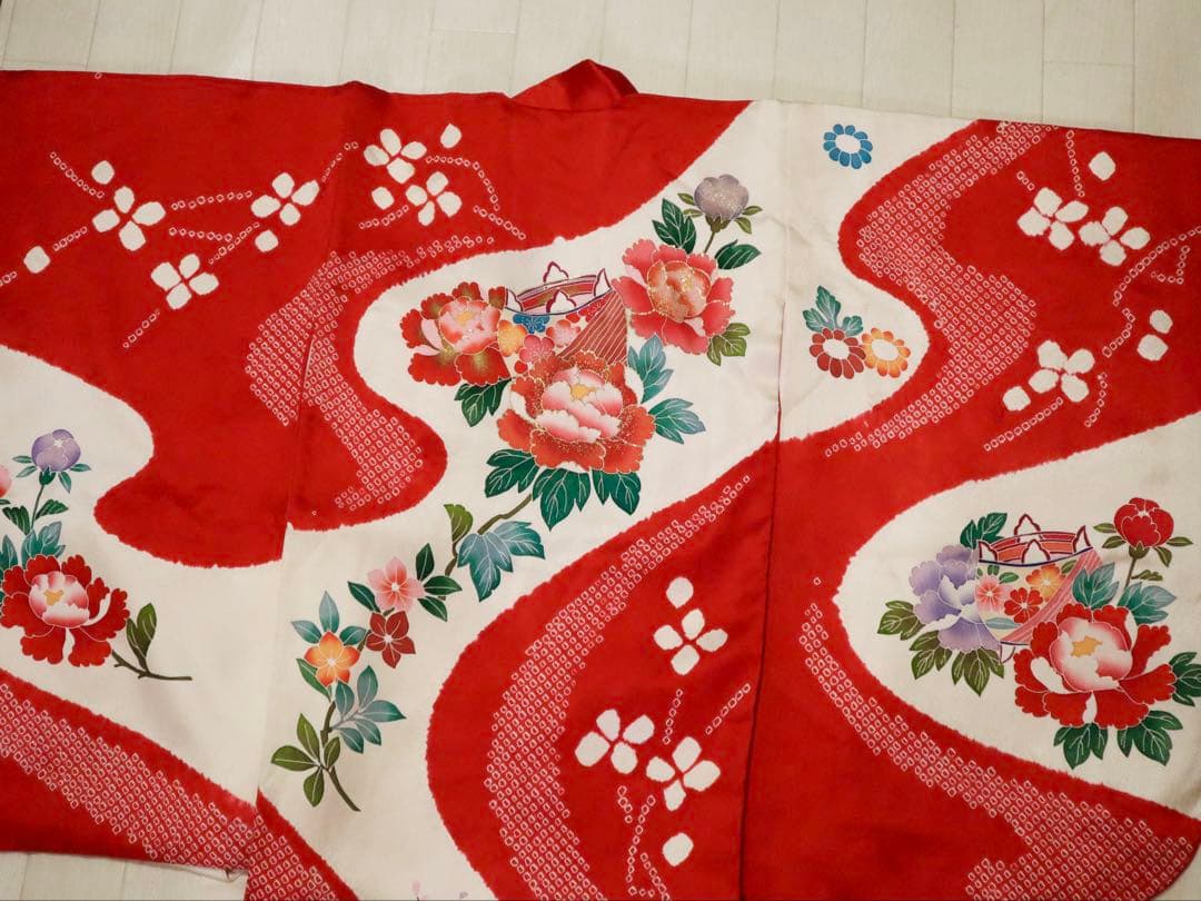 ★のりおん★ 七五三　正絹　絞り　着物　被布　3歳　フルセット