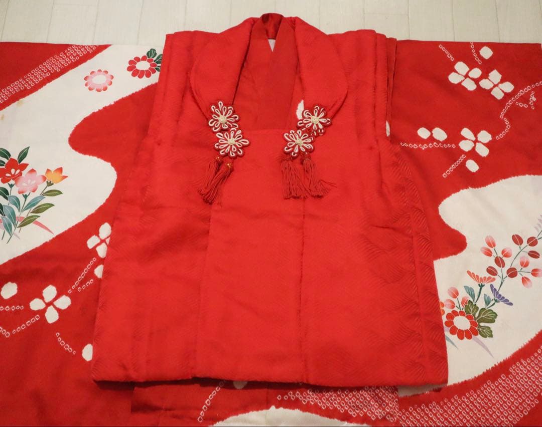 ★のりおん★ 七五三　正絹　絞り　着物　被布　3歳　フルセット