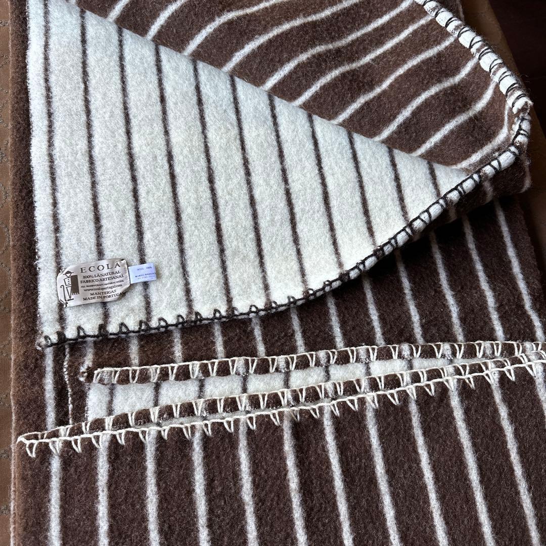 ECOLÁ 100%ウール ストライプブランケット