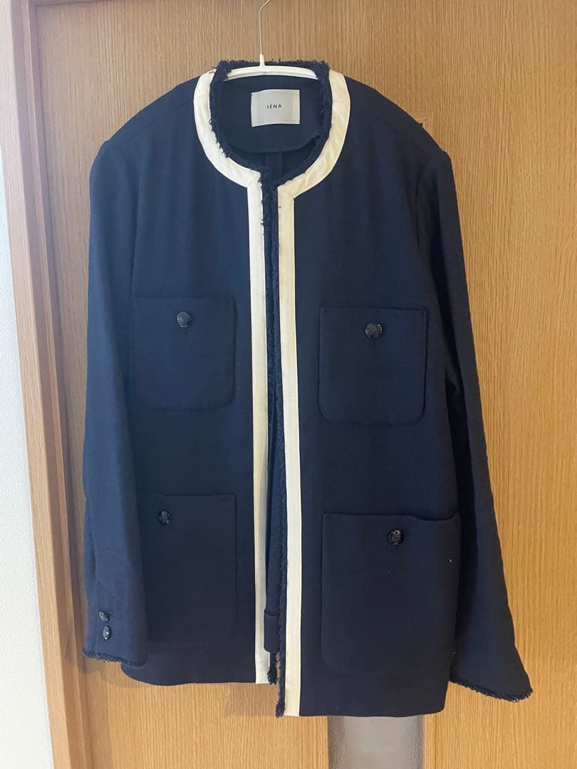 値下げ中＊新品未使用⭐︎IENA イエナ　ノーカラージャケット　ネイビー　春