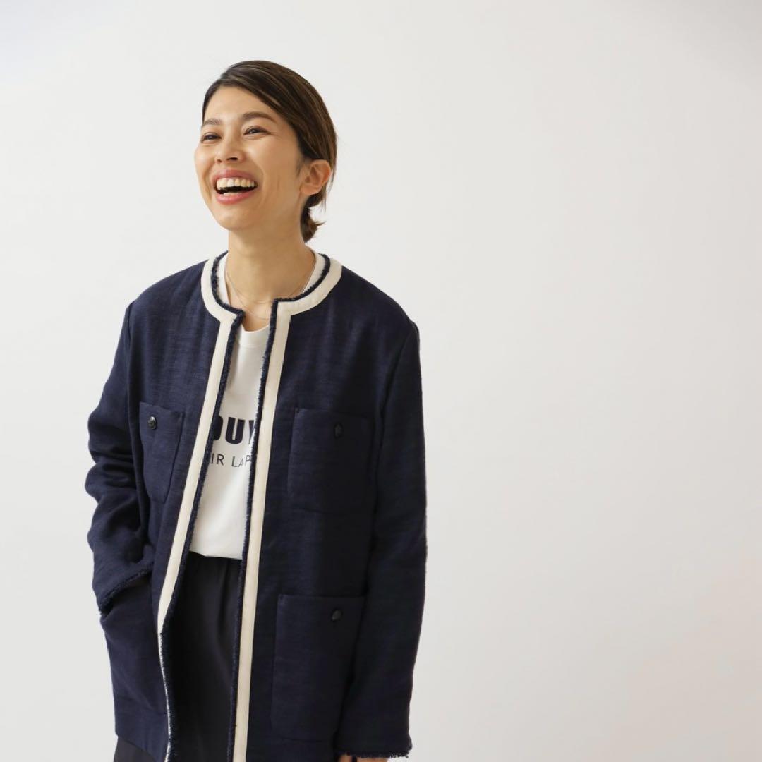 値下げ中＊新品未使用⭐︎IENA イエナ　ノーカラージャケット　ネイビー　春