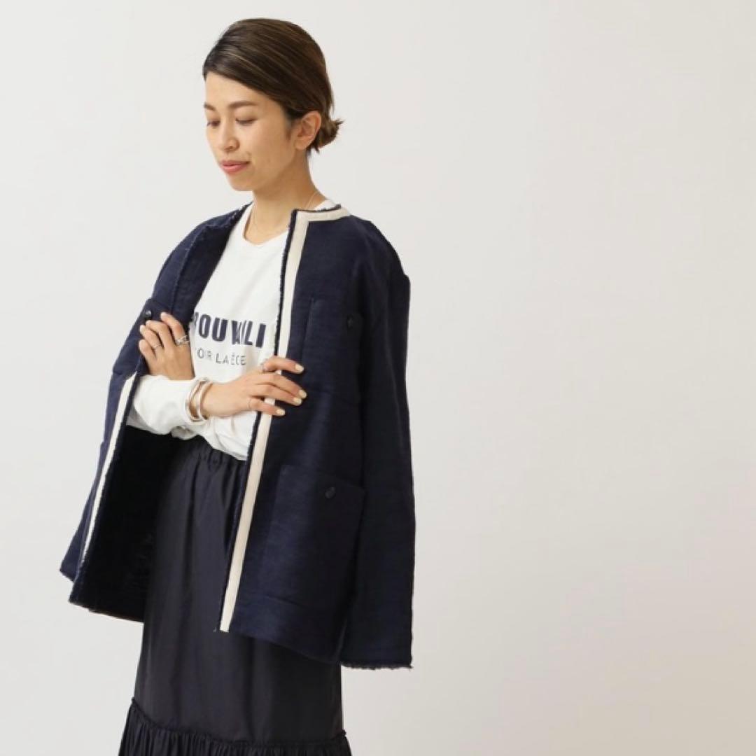 値下げ中＊新品未使用⭐︎IENA イエナ　ノーカラージャケット　ネイビー　春