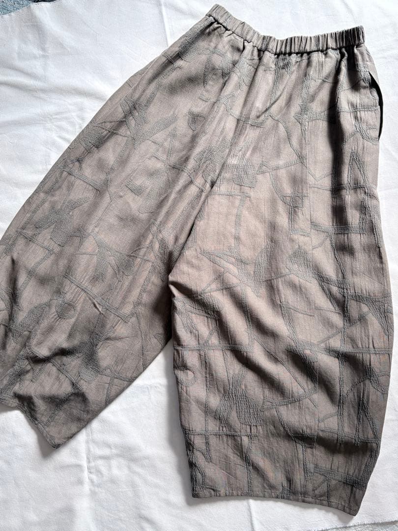 たまてばこ２点おまとめ慈雨オリーブグリーン シワ加工 パンツ+グレーベスト