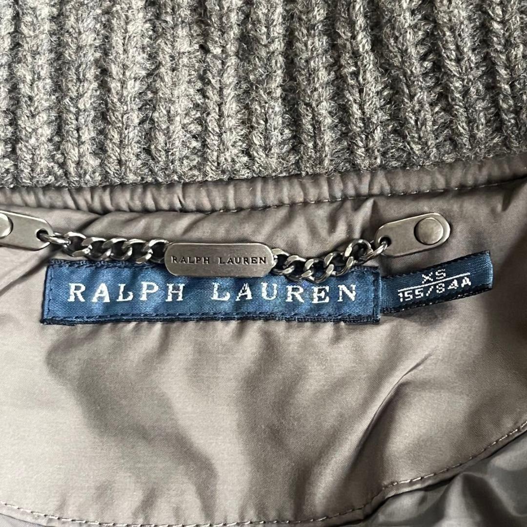 【ラルフローレン】ダウンベスト カシミヤ混　ニット リブ ショールカラー グレー