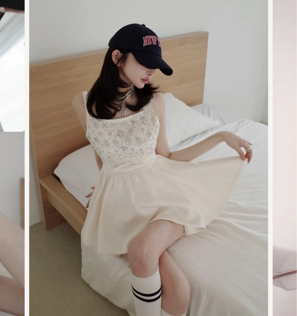 新品タグ付き アイボリー ダーリッチ ジュエリーフレアチュニック フリー