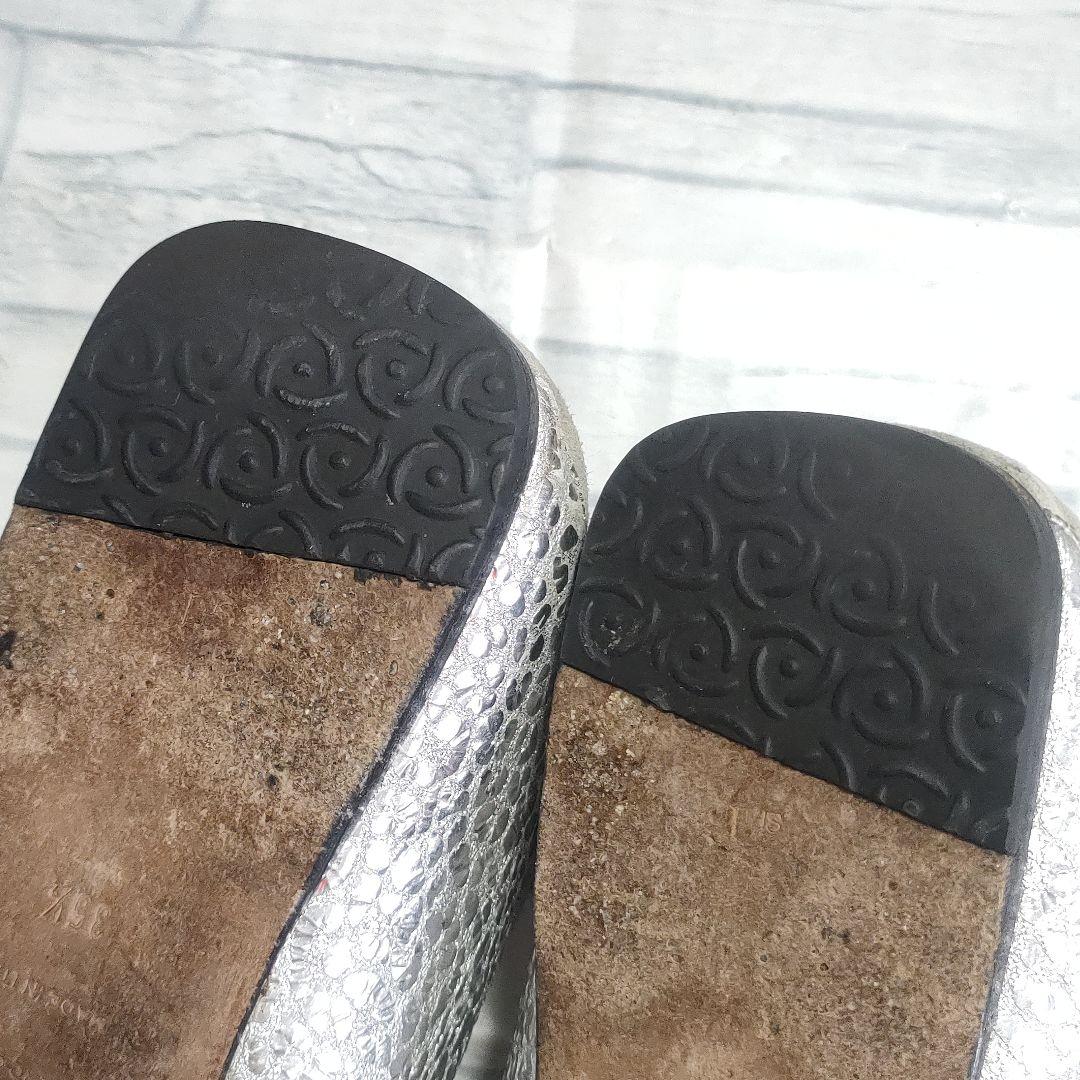 セルジオロッシ　フラットシューズ　シルバー　プレートバックル　35.5