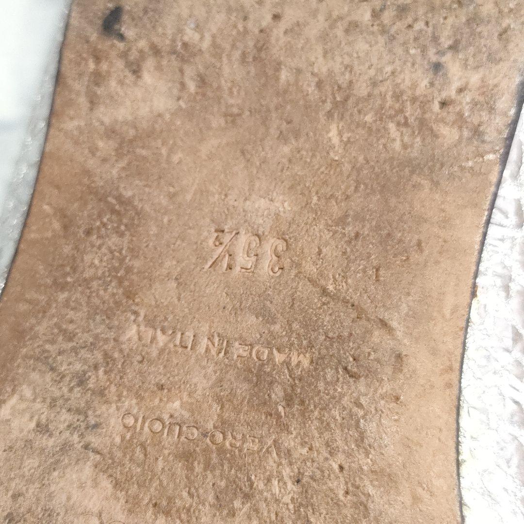 セルジオロッシ　フラットシューズ　シルバー　プレートバックル　35.5