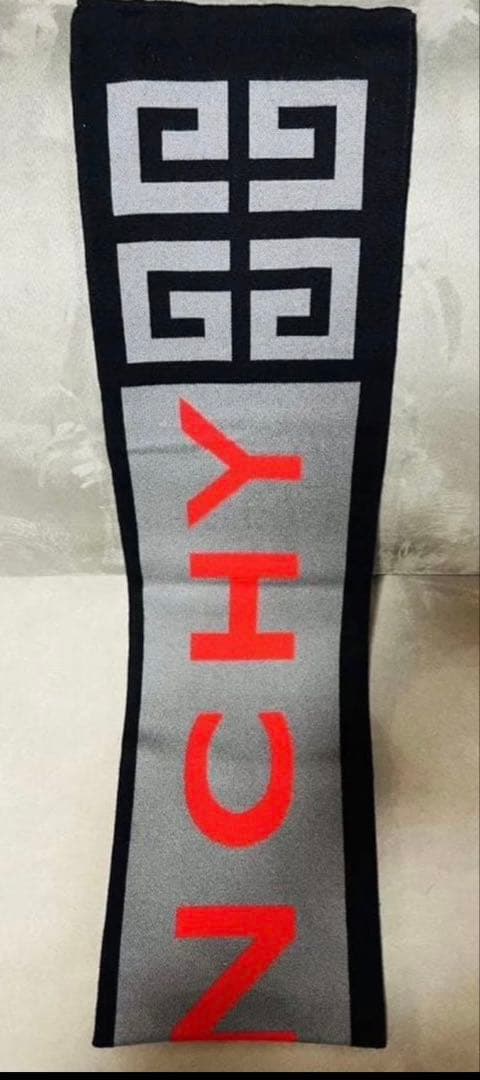 GIVENCHY 幾何学模様 マフラー グレー