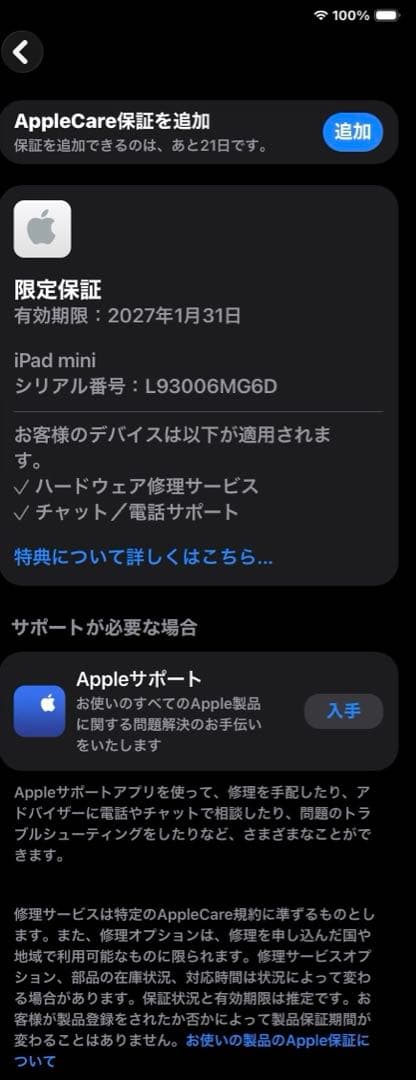 iPad mini (第7世代) ブルー　128GB 充放電回数3回