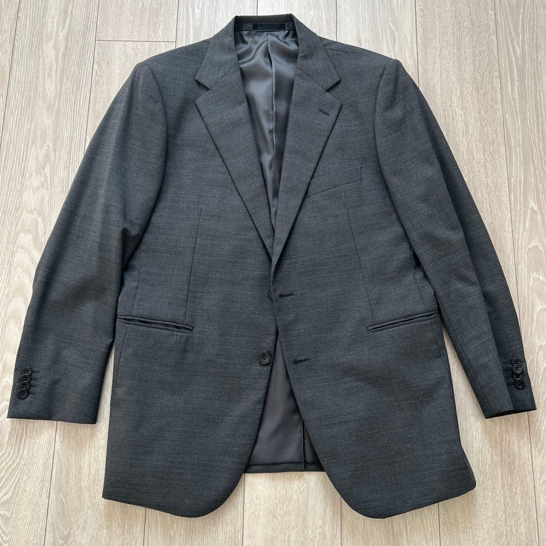 【美品】FABRIC TOKYO MODEL Xダークグレー無地ツーピーススーツ