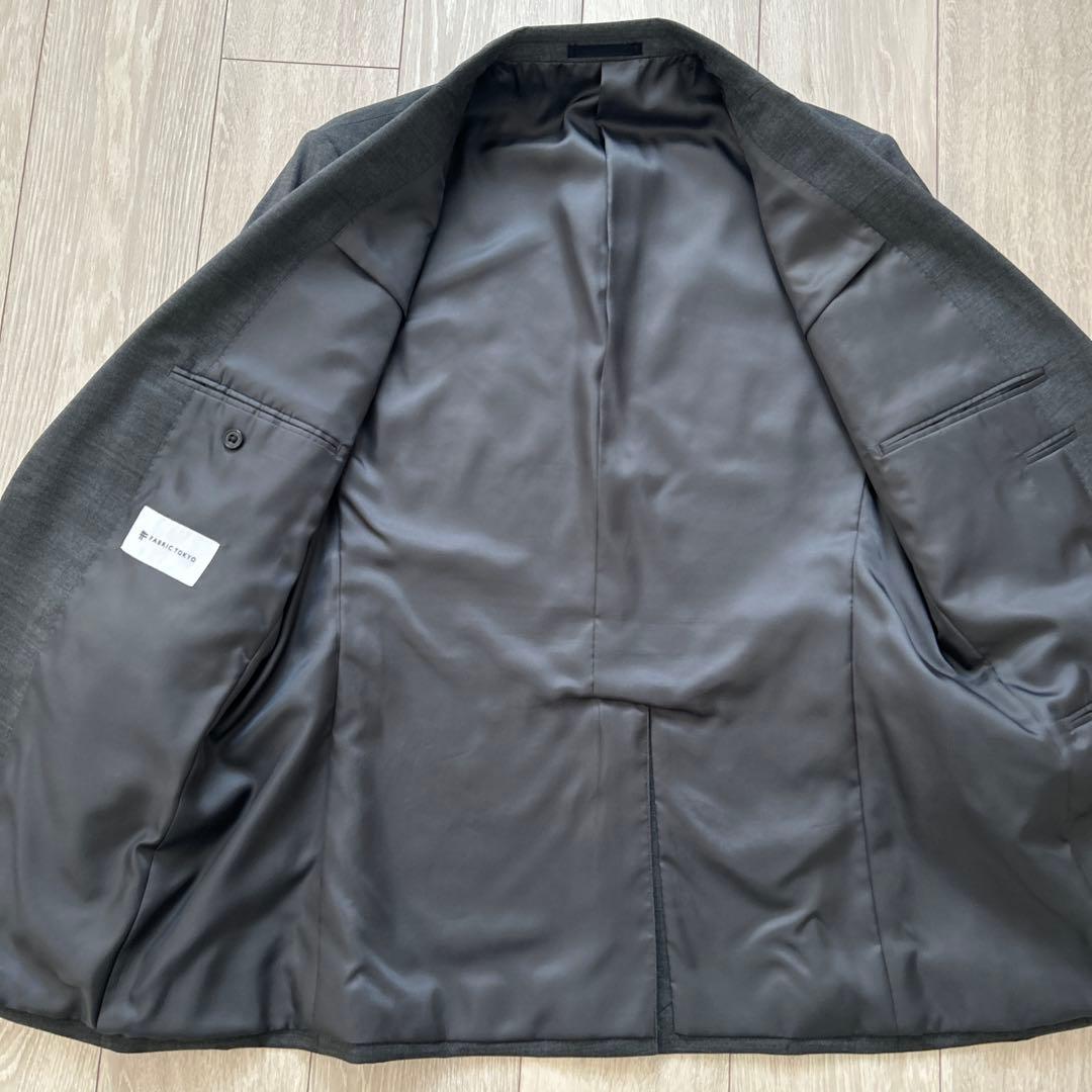 【美品】FABRIC TOKYO MODEL Xダークグレー無地ツーピーススーツ