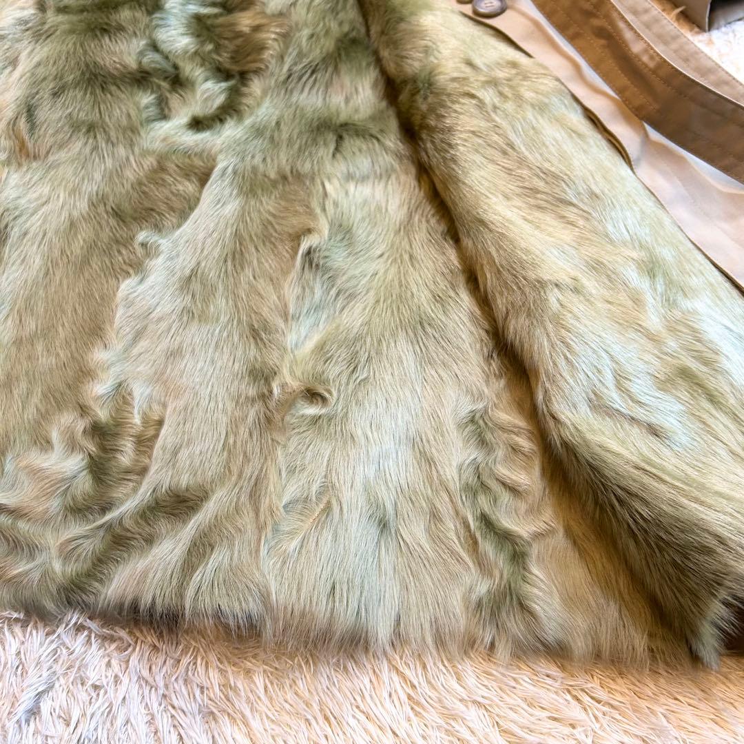 【本毛皮✨️リアルファー】 希少カラー 緑ROTINY トレンチコー フォックス