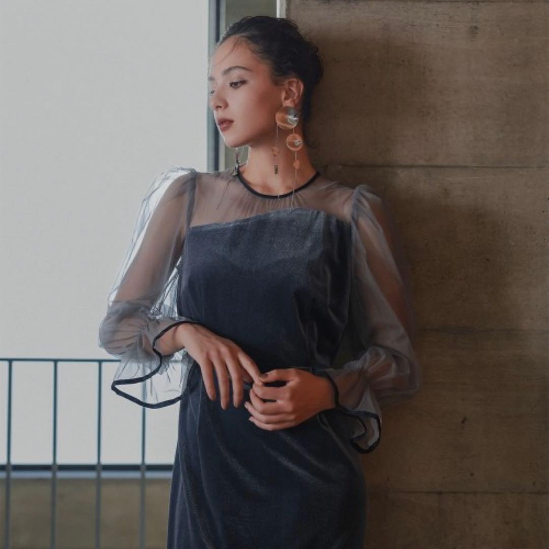 【新品未使用】callarus カラルス　アシメデザインベロアワンピースドレス