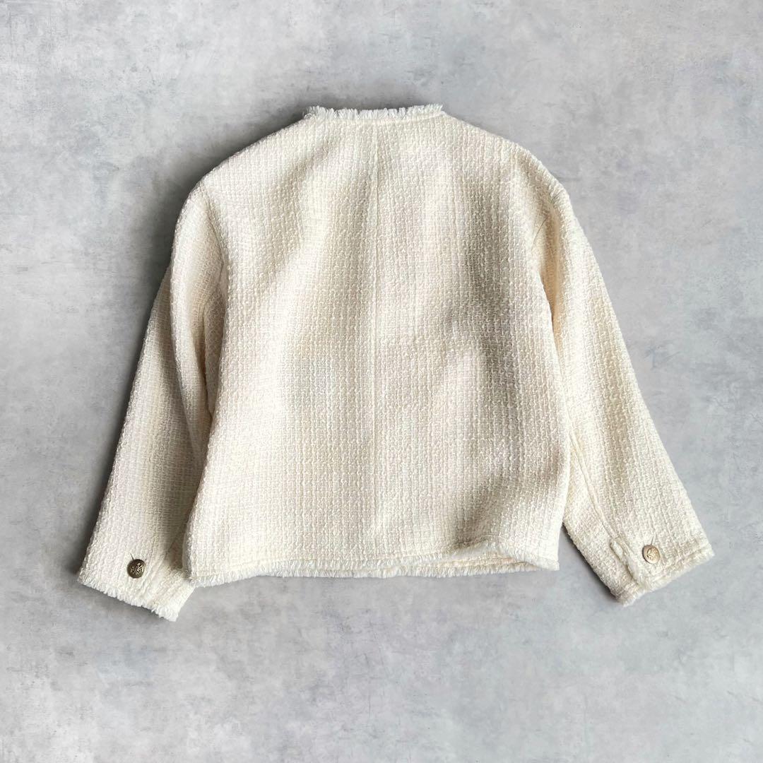 23区　GIOLICA カラーミックスツイード ジャケット　32 ホワイト系