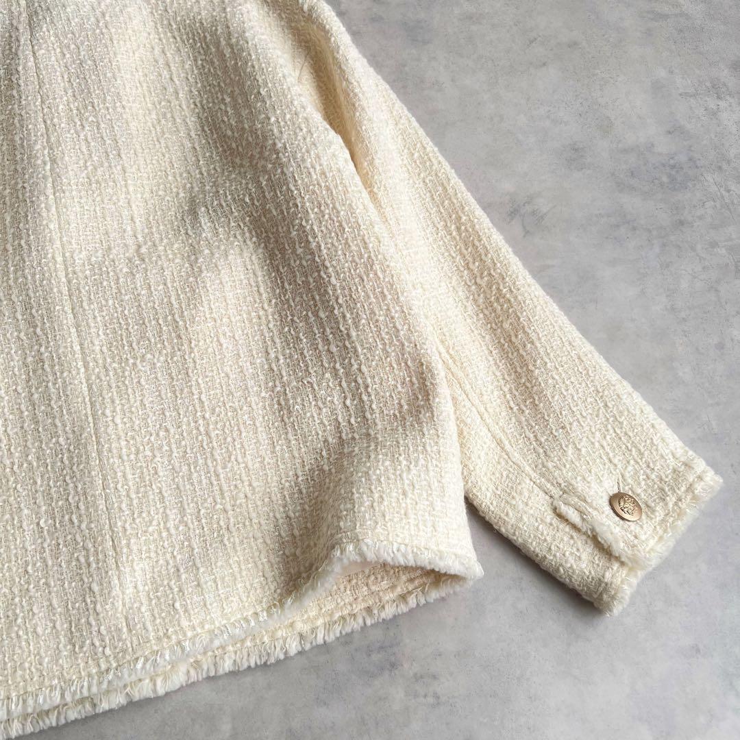 23区　GIOLICA カラーミックスツイード ジャケット　32 ホワイト系