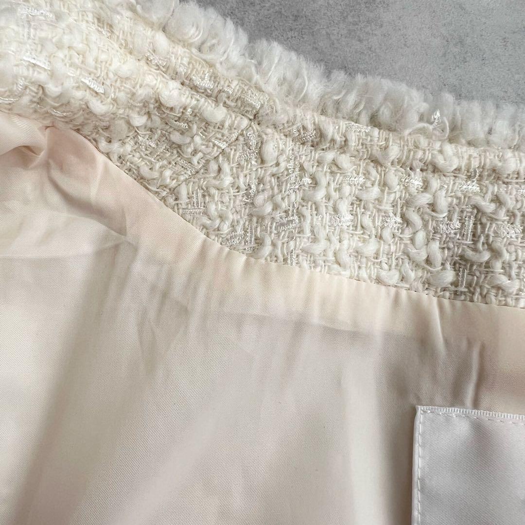 23区　GIOLICA カラーミックスツイード ジャケット　32 ホワイト系