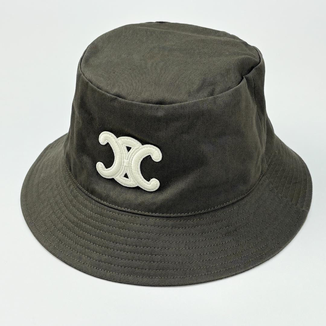 美品 CELINE 22AW トリオンフ バケットハット コットンギャバジン L