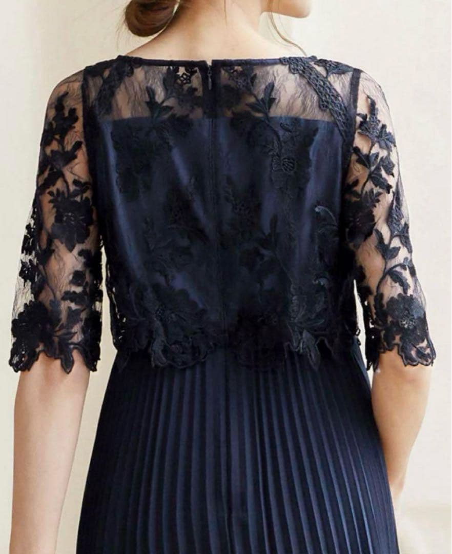 Dorry Doll♡オリジナル模様柄刺繍レース使い プリーツ加工 ロング丈