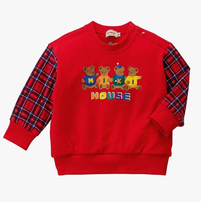 ミキハウス トレーナー 100 日本製 ベア くま チェック