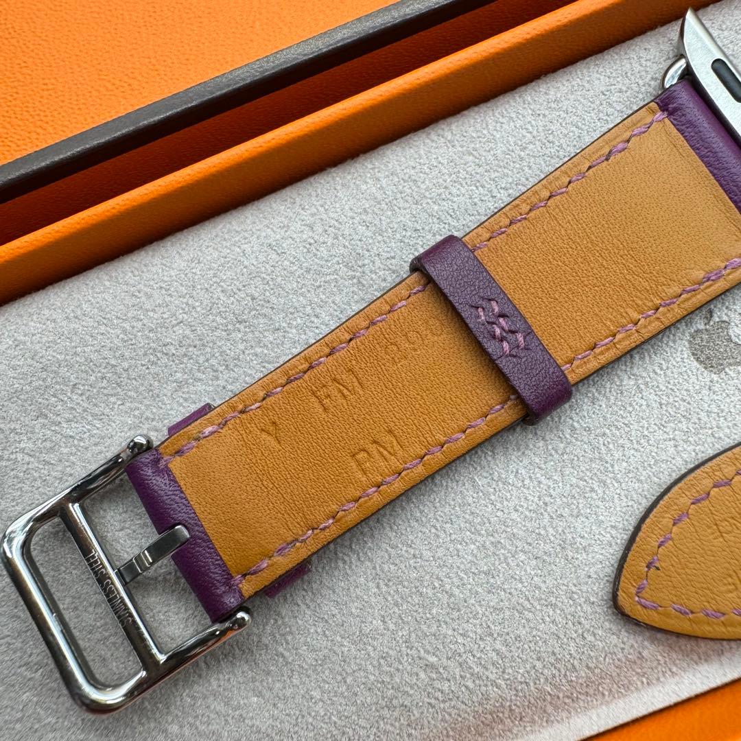 2795 レア　Apple Watch エルメス　アネモネ　紫　レザーバンド