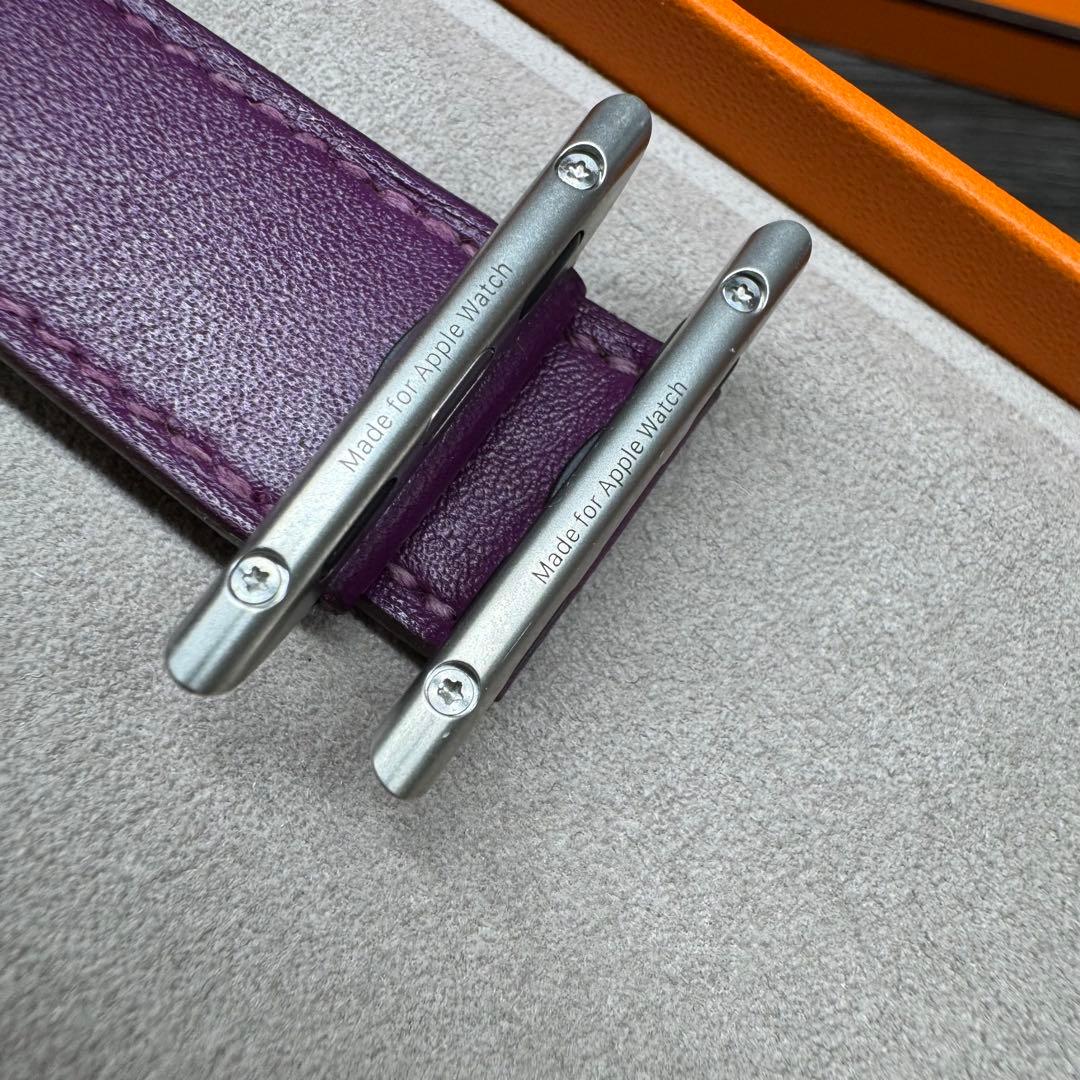 2795 レア　Apple Watch エルメス　アネモネ　紫　レザーバンド