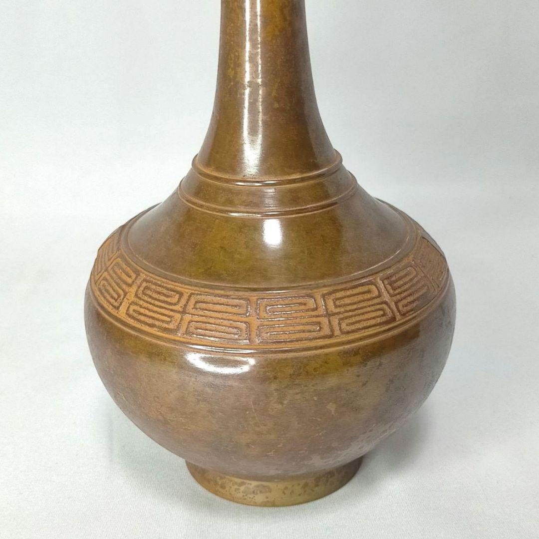 鵬雲斎裏書 龍耳付 青銅 花瓶 喜泉 古銅 桂心庵 花器 ヴィンテージ 共箱