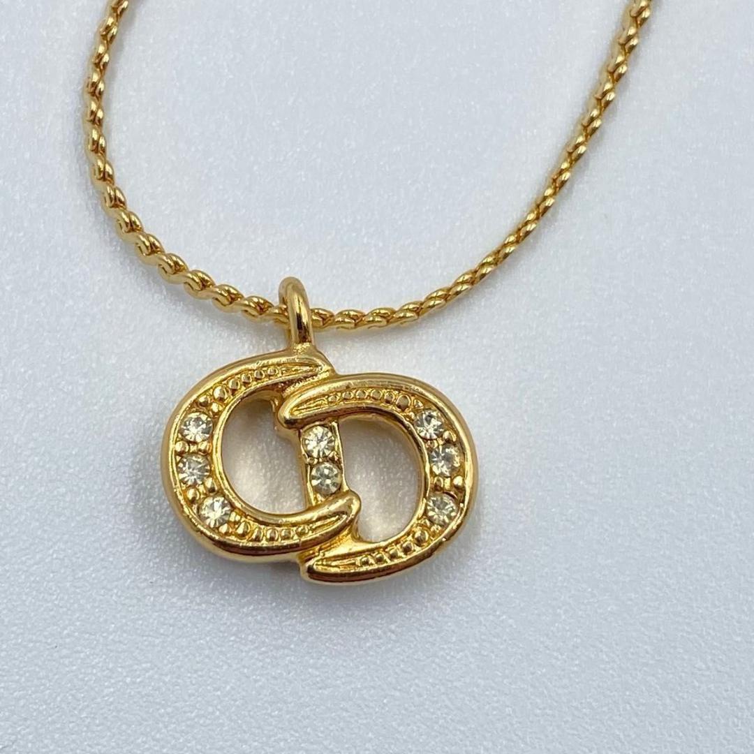 未使用に近い　 Christian Dior ゴールド CDロゴ ラインストーン