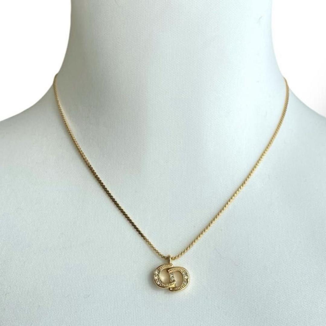 未使用に近い　 Christian Dior ゴールド CDロゴ ラインストーン