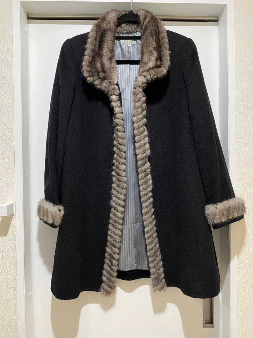 黒 毛皮 アウター ミンク ロング Mサイズ