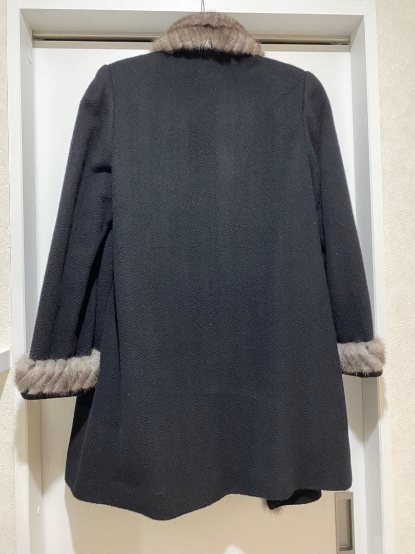 黒 毛皮 アウター ミンク ロング Mサイズ