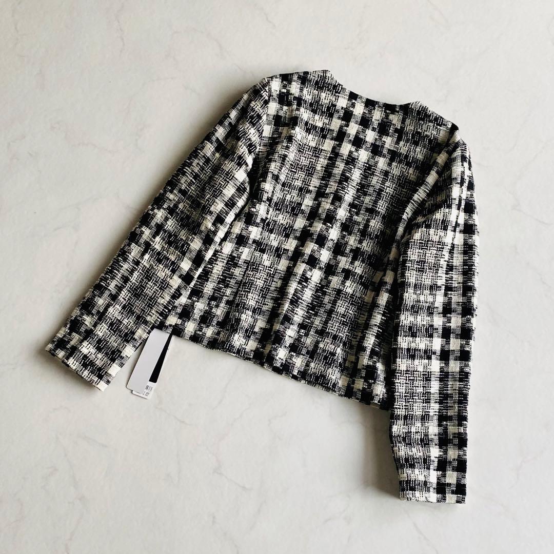 Jines malla ノーカラー ツイード ジャケット 38 金ボタン 日本製