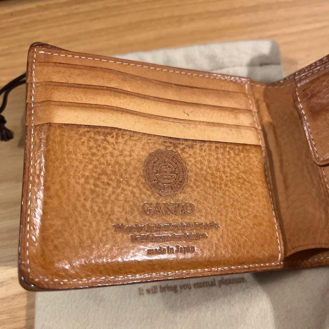 ガンゾ　二つ折り財布　ブライドルレザー　ネイビー