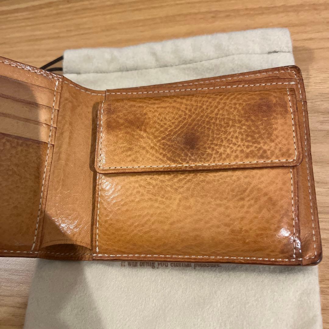 ガンゾ　二つ折り財布　ブライドルレザー　ネイビー