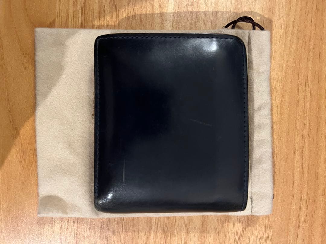 ガンゾ　二つ折り財布　ブライドルレザー　ネイビー