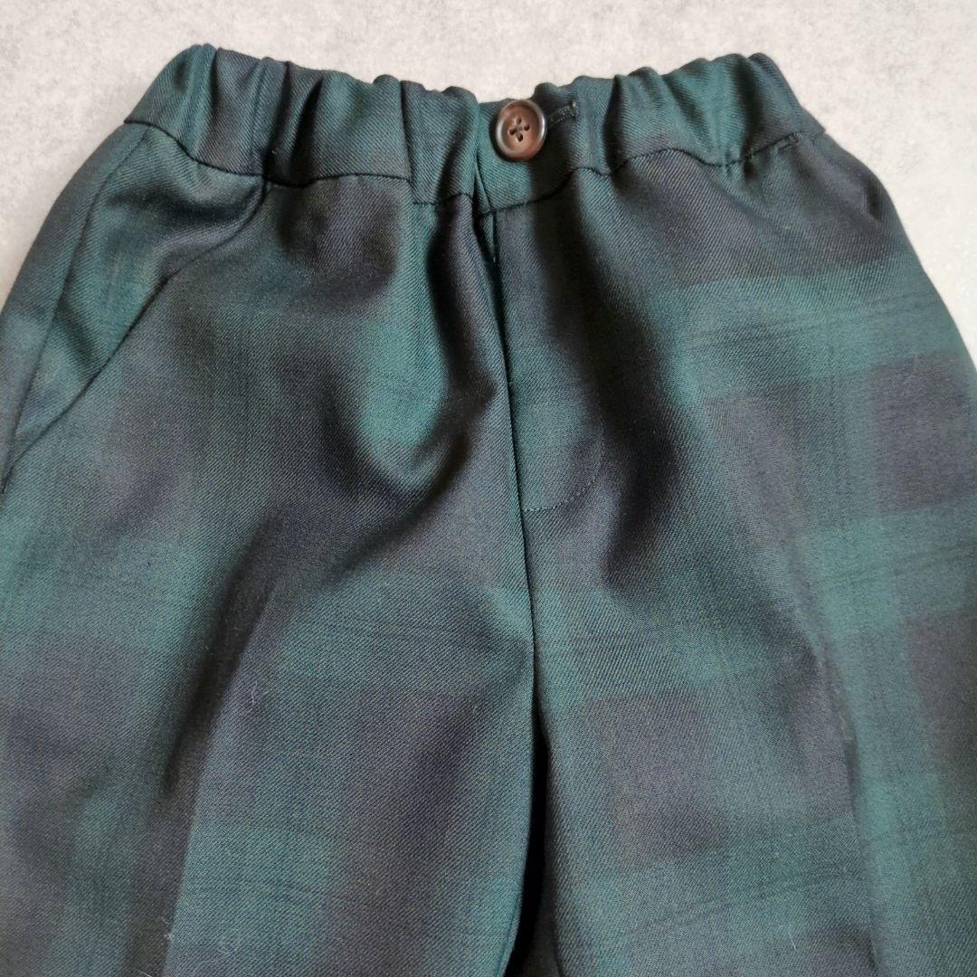 美品 グリーンレーベルリラクシング 120 スーツ チェック キッズフォーマル