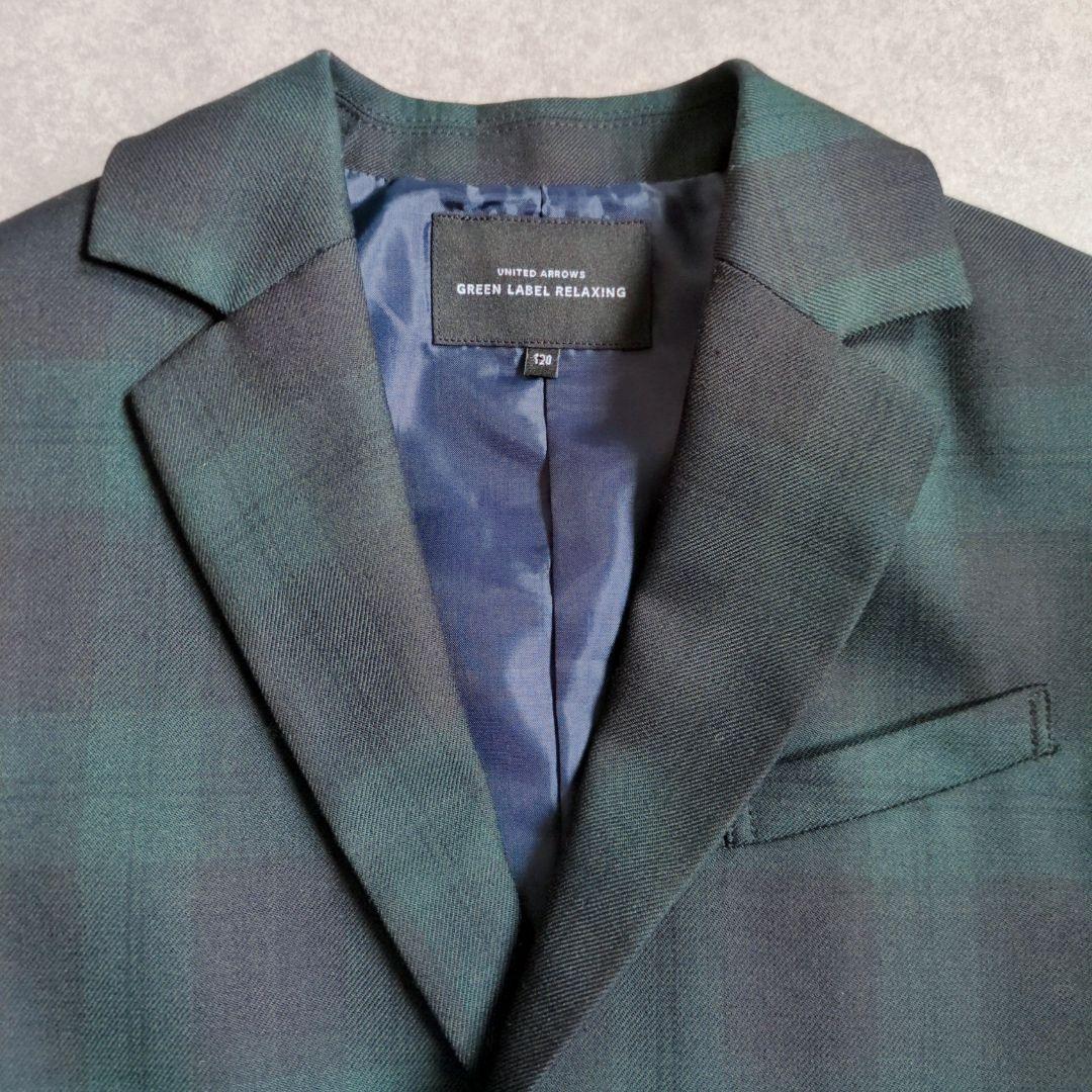 美品 グリーンレーベルリラクシング 120 スーツ チェック キッズフォーマル