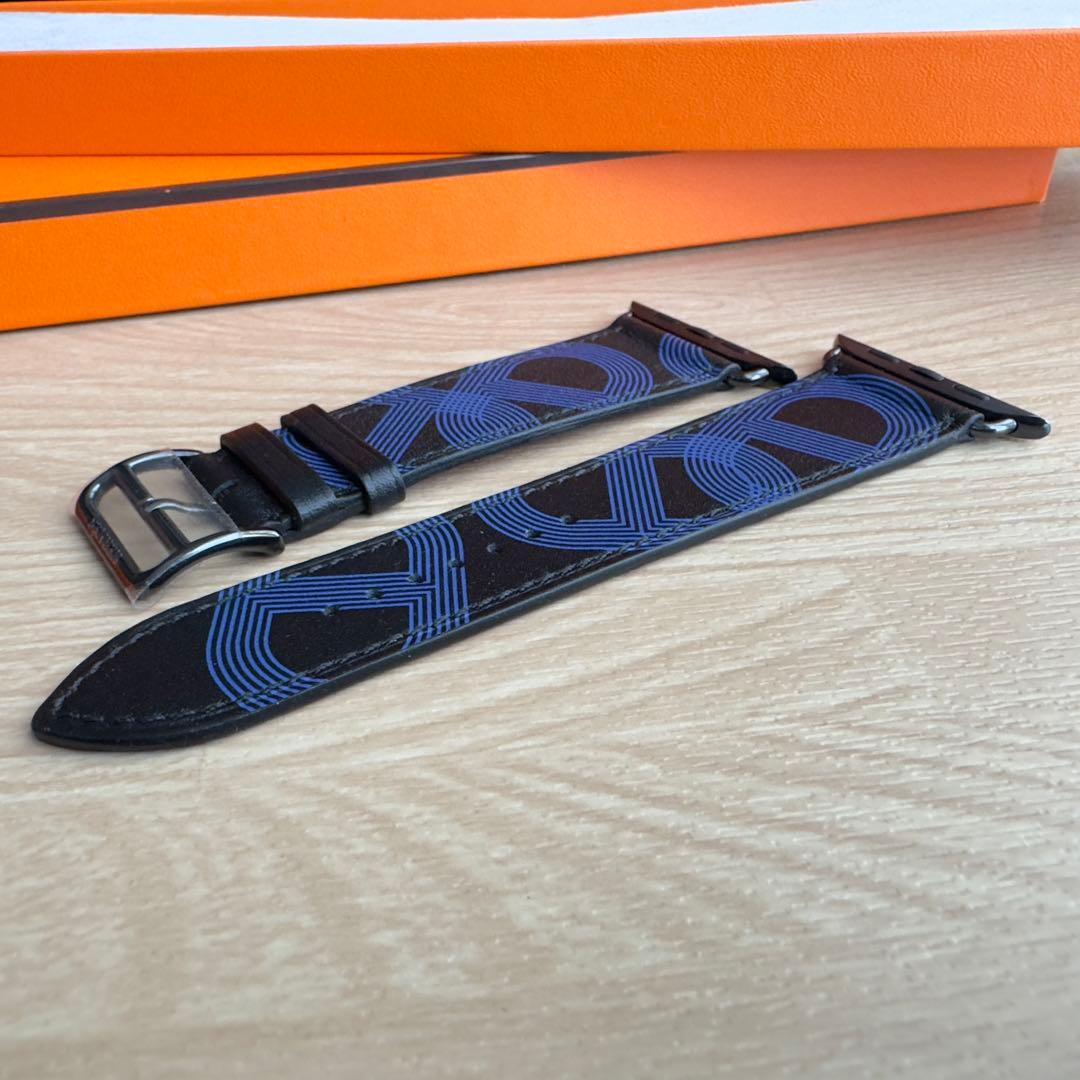 1777 Apple Watch エルメス　サーキット　ブルー　ブラック　レザー